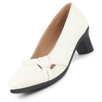 Pump Heel Ballerina with Textured Toe | Formal Cross Strap Detail Slip On Ballet | Memory Cushioned Insole