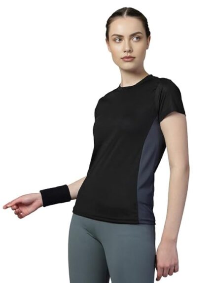 Solid Quick Dry Sports Half Sleeve Regular Fit Active