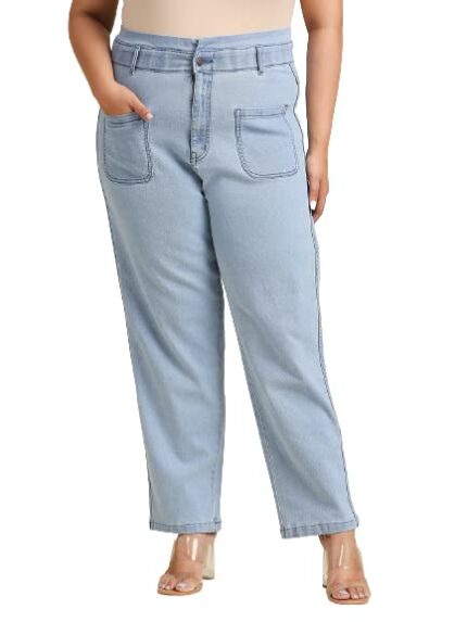 Women Plus Size Blue Stretchable Jeans