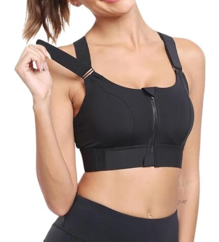 Women Polyester Spandex High Impact Front Zip Sports Bra Longline Fitness Criss Cross Back Crop Tops for Gym, Yoga & Workout - Size: M-4XL