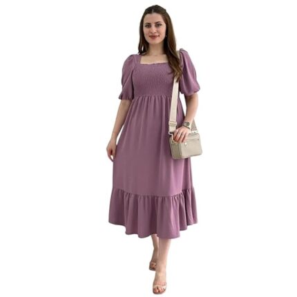 Women Casual Regular Sleeves Crepe Solid Fit and Flare Dress - Pack