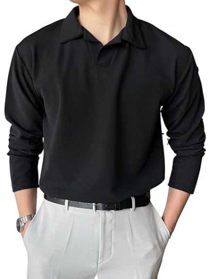 Men's Regular Fit Black Polo T-Shirt – Plain & Versatile