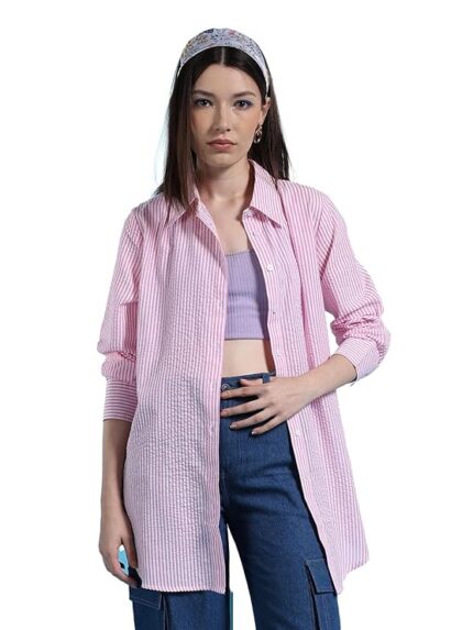 The Indian Garage Co Women Oversized Striped Shirt