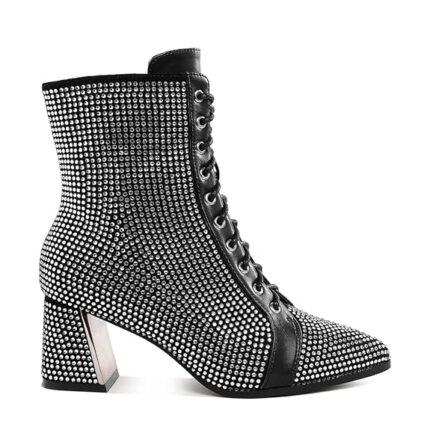 Rhinestone Embellished Ankle Boots