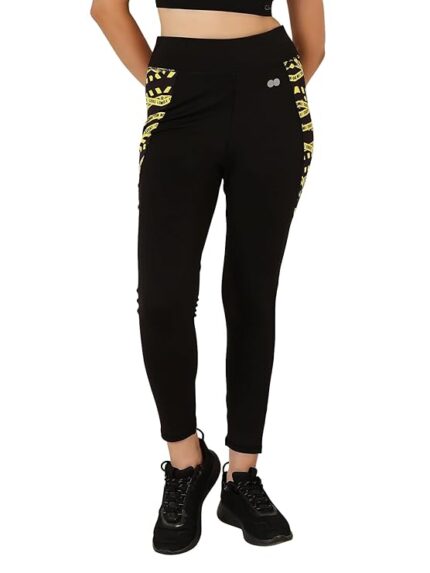 Women's Ankle Fit High Rise Polyester Activewear Ankle Length Sports Tights