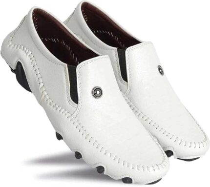 Synthetic Leather Comfortable Loafers for Men (White)