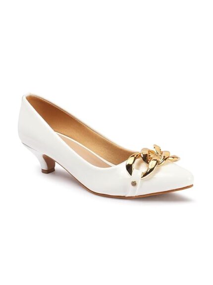 Women Stylish Slipon Pump Shoes with Kitten Heels, Pointed Toe