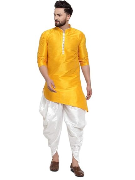 Men's Dupion Silk Dhoti Kurta Set.