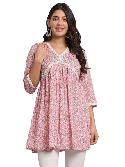 Short Kurta for Women, Short Kurta for Women Jeans, Short Kurti for Women Stylish Cotton, Short Kurti for Women & Girls for Jeans