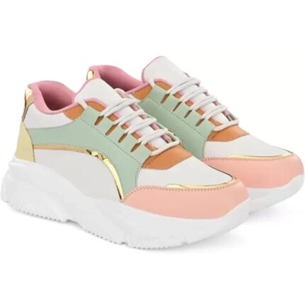 Women & Girls White Stylish Design Lace-up Lightweight and Comfortable Shoes for Parties, as Well as Gym Casual Sports Sneakers Shoes